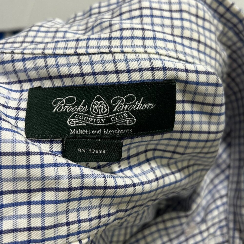 Brooks Brothers Blue and White Check Dress Shirt Egyptian Cotton Size XL/L - Picture 7 of 8